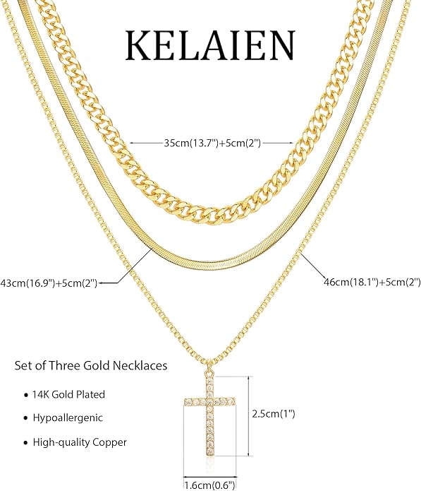 Layered Gold Silver Necklace for Women Non Tarnish,Dainty Choker Statement Chunky Necklace Stack Charm Pendant Chain Necklace Set 14K Gold Plated Long Stacked Womens Necklaces Trendy Jewelry Gift