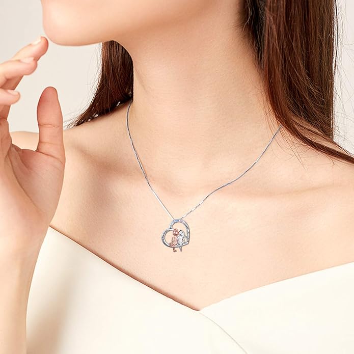AOBOCO Gifts for Sister 2 3 Sisters Necklace for Women Sterling Silver Sister Crystal Pendant Jewelry Birthday Christmas Gifts for Friend Female Friendship Lasts Forever