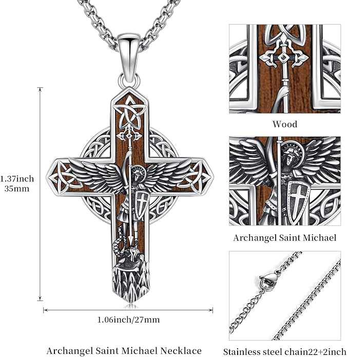 Midir&Etain Cross Necklace 925 Sterling Silver Celtic Christian Pendant Religious Protection Jewelry for Women Men