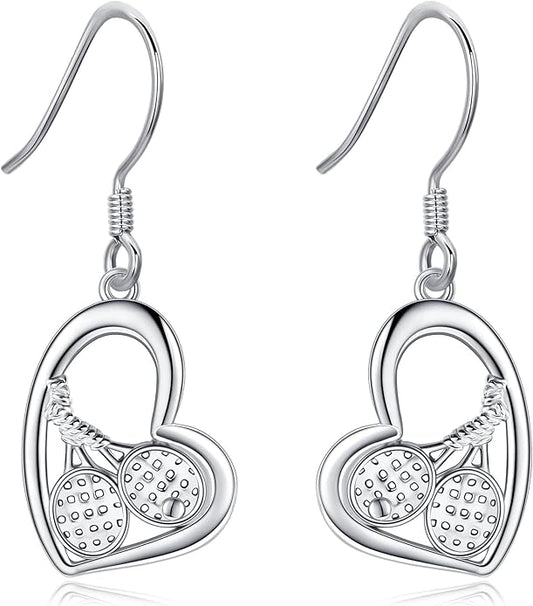 Pickleball/Tennis/Soccer/Volleyball/Golf/Hockey/Basketball Earrings for Women 925 Sterling Sliver Sports Ball Earrings Pickle Ball Dangle Earrings Pickleball Jewelry Gifts for Women Lover