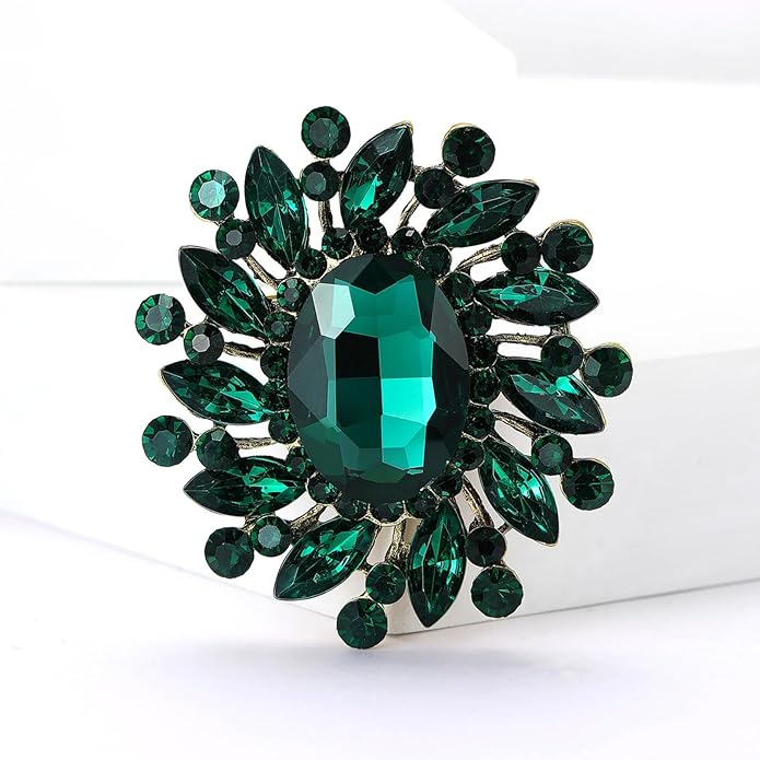 Rhinestone Brooch for Women,Vintage Crystal Flowers Brooch Statement Crystal Glass Lapel Pins Prom Classic Jewelry