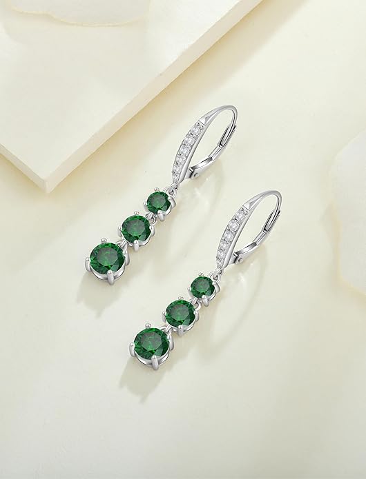 Starchenie Dangle Drop Earrings for Women 925 Sterling Silver Leverback Earrings Birthstone Jewelry