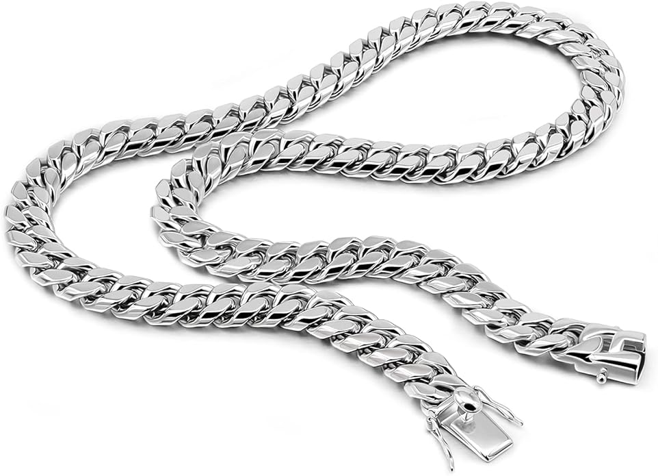 Dankadi Fashion 925 Sterling Silver Solid Miami Cuban Link Chain Necklace 8MM & 12MM- Curb Cuban Thick Big Link Choker For Men 20 "22" 24 "26" 28" Fine Jewelry