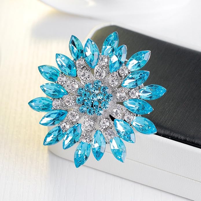 Rhinestone Sunflower Brooch for Women Sparkling Cubic Zirconia Flower Brooch Pin Elegant Large Crystal Floral Lapel Pin Dainty Clothing Hat Bag Accessories Christmas Wedding Bridal Birthday Jewelry