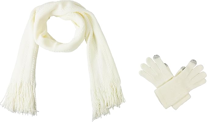 BRUCERIVER Women's Ultra Soft Knit Scarf & Glove Set Touchscreen Function Cable Design