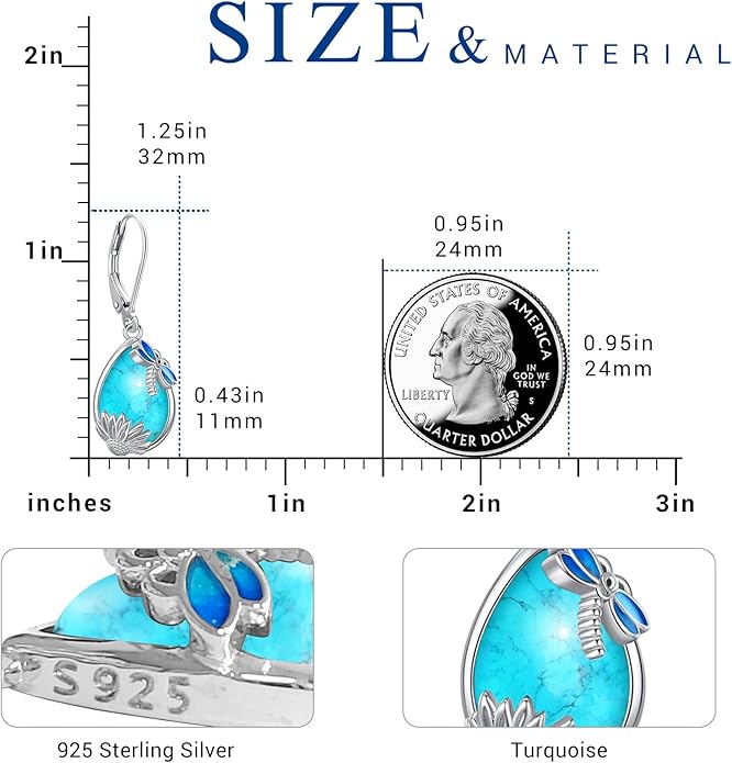 Eusense Sterling Silver Dangle Earrings for Women Tree of Life Animals Moonstone Turquoise Leverback Earrings Jewelry Gifts