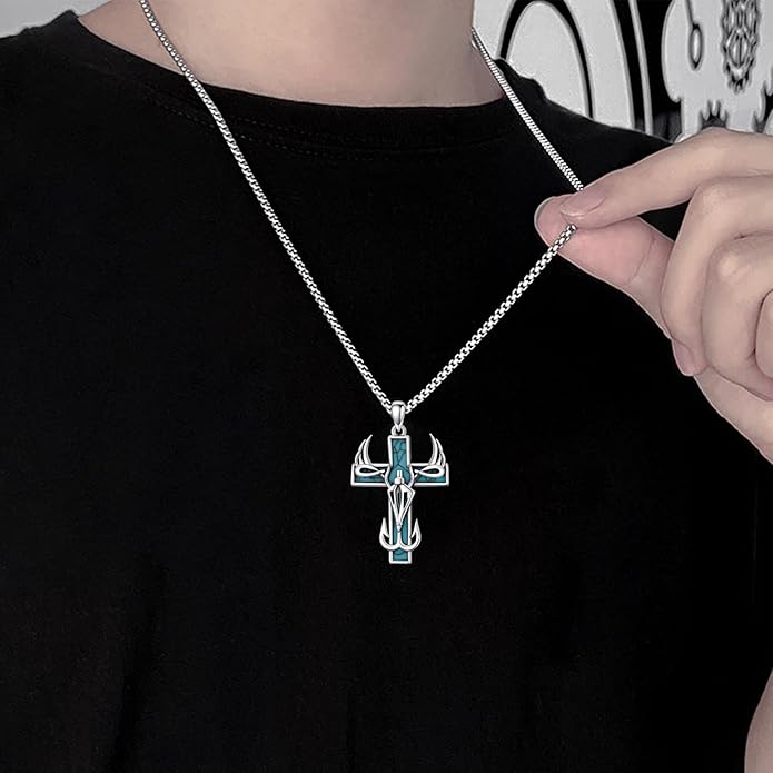 KoyeKei Cross Necklace for Men 925 Sterling Silver Celtic Cross Pendant Christian Jewelry Religious Christmas Gifts for Women