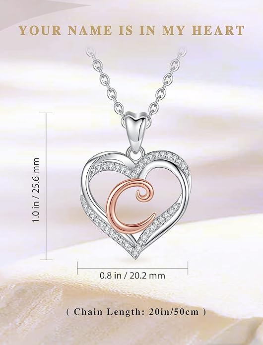 INFUSEU Unique Initial Necklaces for Women Girls Small Heart Letter Jewelry, Meaningful Personalized Gifts