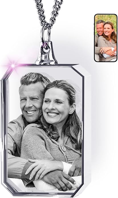ArtPix 3D Crystal Photo Custom Necklace, Personalized Valentines Day Gift for Women, Men, Her, Him