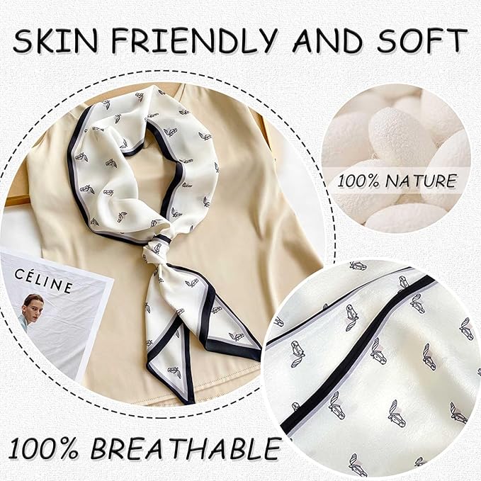 Dailyacc Hair Scarf for Women Fashion Silky Satin Headscarf Wrap Breathable Lightweight Neck Scarves For Handbag
