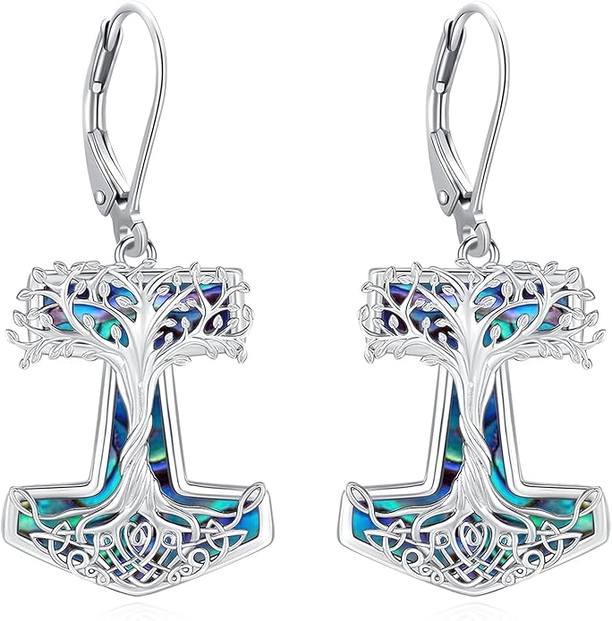 Eusense Sterling Silver Dangle Earrings for Women Tree of Life Animals Moonstone Turquoise Leverback Earrings Jewelry Gifts