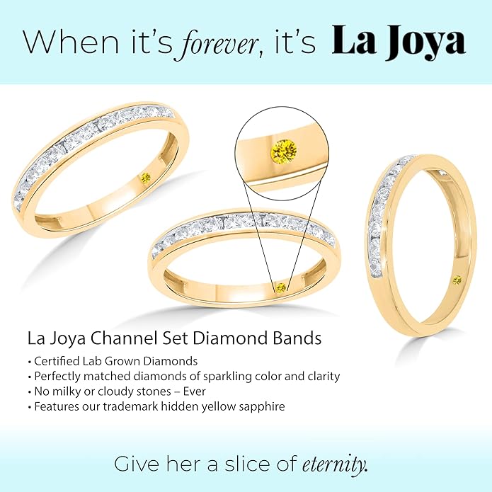 Lab Grown Diamond Wedding Rings for Women | 10K Yellow, White and Rose Gold Certified 1/6-1/2 Carat Channel Set Diamond Anniversary Bands and Wedding Bands for Her