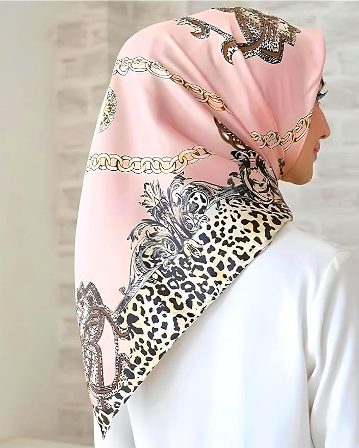 kcctoo 27.5" Mulberry Silk Feeling Head Scarf Women's Fashion Square Neck Satin Scarfs for Bag Hair Scarves Gift