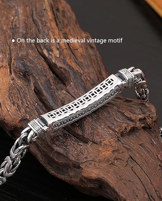 Italian Handmade Sterling Silver Mens Bracelets | Solid S925 Chain Bracelets for Men | Men's Silver Bracelet Gift for Dad, Boyfriend, Son, My Man
