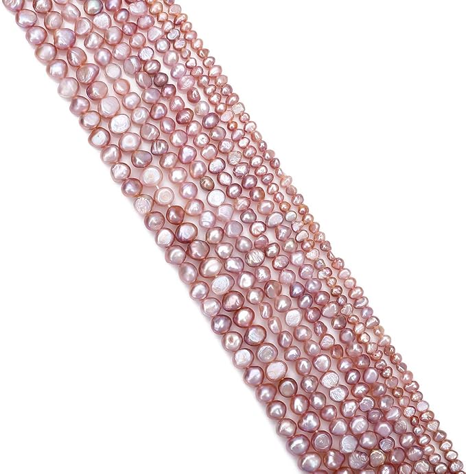 BEADIA Natural Pearl Beads Side Hole 4-5mm Purple Freshwater Cultured Loose Gemstone Beads for DIY Jewelry Making 13.8''/Strand