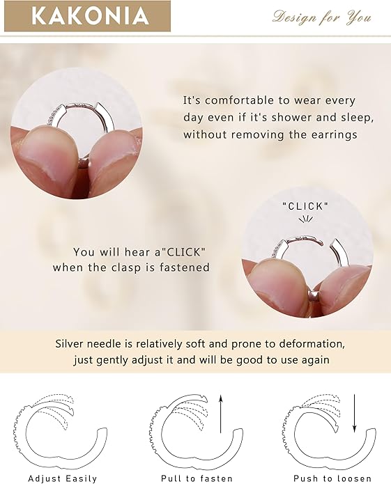Kakonia 5 Pairs Small Sterling Silver Hoop Earrings Set for Women, 18k Gold Plated Huggie Hoop Earrings, Lightweight Hoop Earrings for Women Hypoallergenic, Cartilage Earring Sets for Multiple Piercing