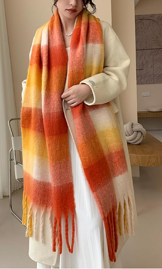 Wander Agio Winter Women Warm Scarf Long Shawl Large Scarves Cold Weather Thick Blanket Scarfs Colorful Plaid