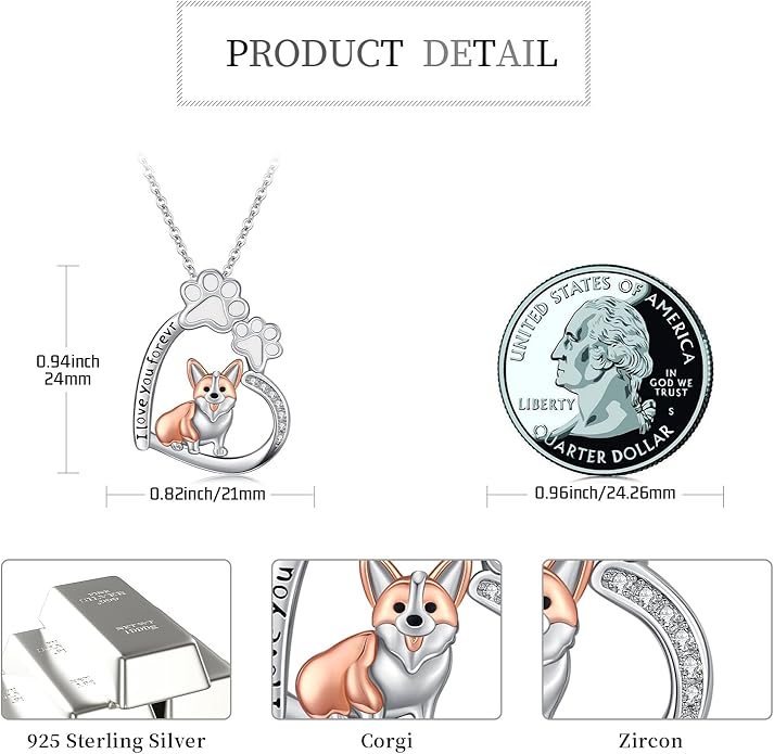 Dog Cat Necklace Pendant 925 Sterling Silver Pet Jewelry Gifts for Women