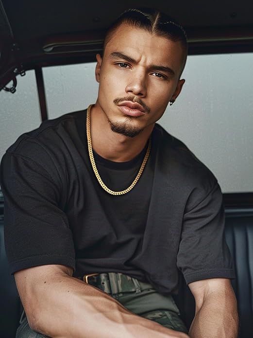 Bestyle Thick Stainless Steel Mens Cuban Link Chain, Black/Gold Chain for Men, No Tarnish & Durable Men Chain Necklace, 5/7/9/12mm Wide, 18"-30" Long, Gift Package