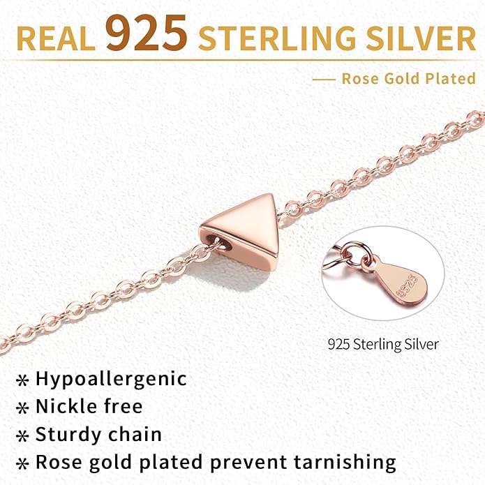 ChicSilver Personalized 925 Sterling Silver Dainty Small Heart/Star/Moon/Dot/Triangle Pendant Necklace for Women, Silver/Gold/Rose Gold/Black (with Gift Box)