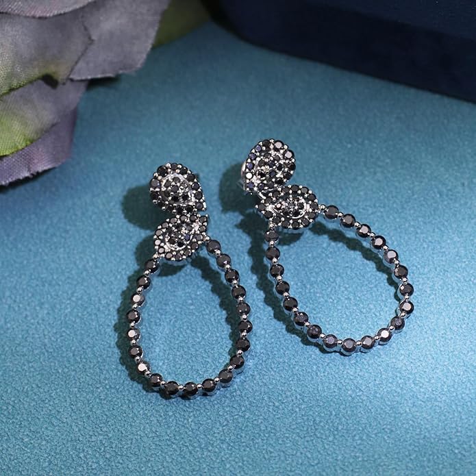 Moissanite Hoop Earrings for Women, S925 Sterling Silver, 18K White Gold Plated, D Color VVS1