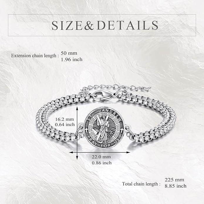 YFN Patron Saint Bracelet Sterling Silver Religious Protector Bracelet Jewelry Gift for Women Men