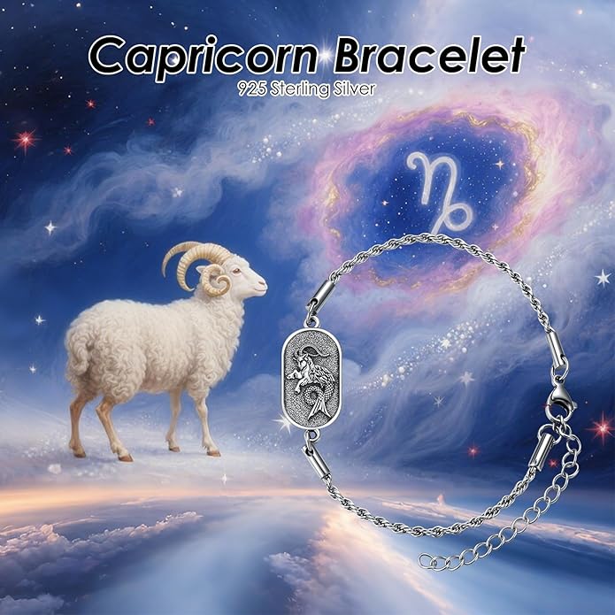 SIMONLY Zodiac Bracelet 925 Sterling Silver Constellation Anklet Horoscope Zodiac Jewelry Christmas Birthday Astrology Gifts for Women Men Unisex