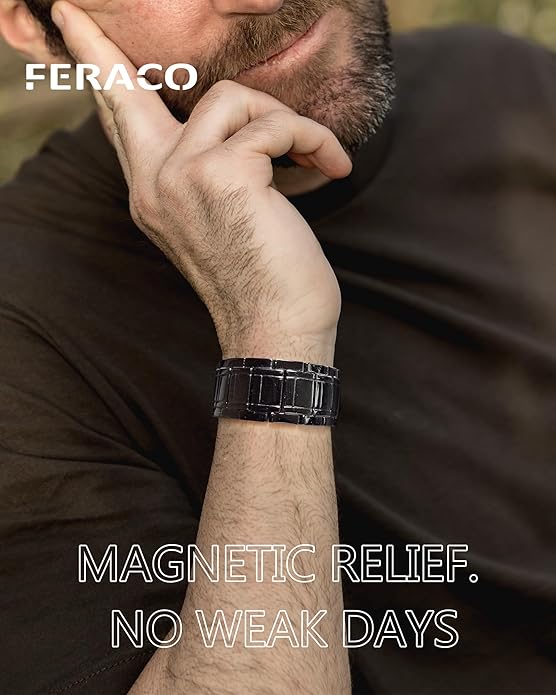 Feraco Copper Bracelet for Men 3X Strength,Magnetic Therapy Bracelet Copper Jewelry with Powerful 3800 Gauss Magnets,Premium Fold-Over Clasp