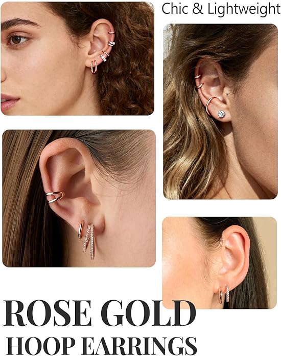Silvora 925 Sterling Silver Small Hoop Earrings for Women Huggie Earrings Hypoallergenic Cartilage Earrings Tiny Hoops 6mm/8mm/10mm/12mm/14mm/16mm/18mm/20mm