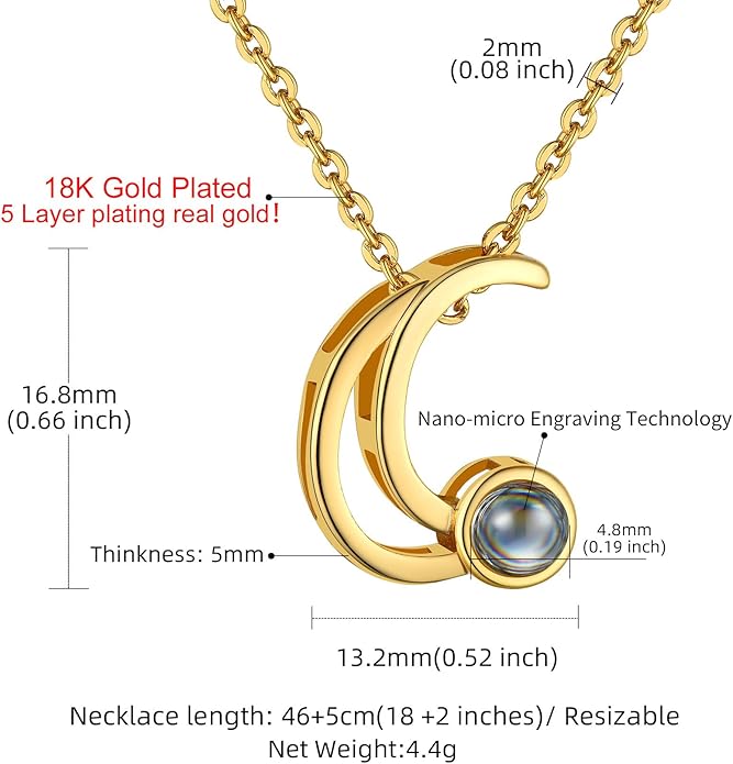 Custom4U Personalized Initial Picture Necklace for Women, Projection Necklace with Picture Inside, Gold/Silver Letter Pendant Necklace, Custom Photo Gifts for Mom Wife Birthday Valentines
