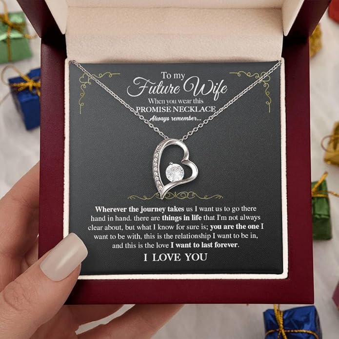 To My Future Wife Necklace - Promise Necklace For Her, Fiance Gifts For Her, Birthday Gifts For Future Wife With Message Card, To My Soulmate Necklace For Women Women Romantic Jewelry With Message Card, Gift Box
