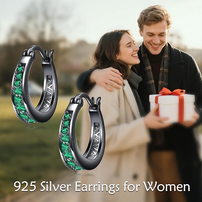 Sterling Silver Hoop Earrings Small Hoop Sun/Leaf/Triangle Huggie Earrings for Women Hypoallergenic
