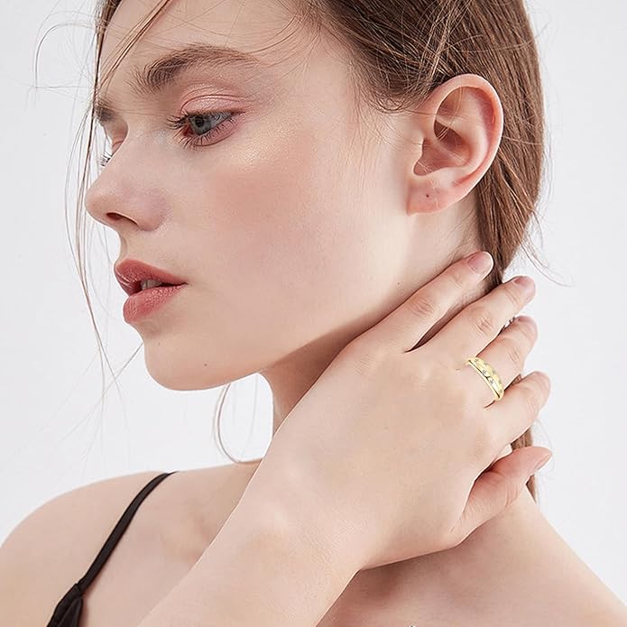 Moissanite Ring for Women D Color VVS1 Clarity 7 Star Ring 925 Sterling Silver Chunky Stackable Bands for Women or Men