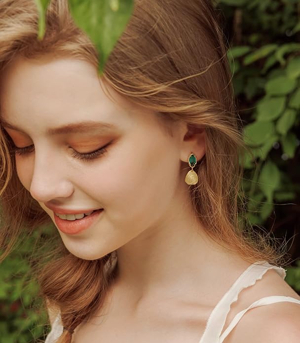 OZEL – Crystal Earrings for Women Dangle – 14K Gold Plated Lightweight Daily Fashion Earrings