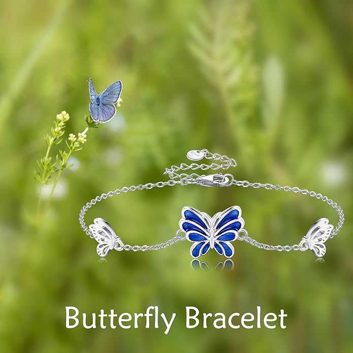 Mustard Seed Cross/Paw Print/Butterfly/Sunflower/Compass/Moss Agate Bracelet for Women 925 Sterling Silver Graduation Link Bracelet Jewelry for Women