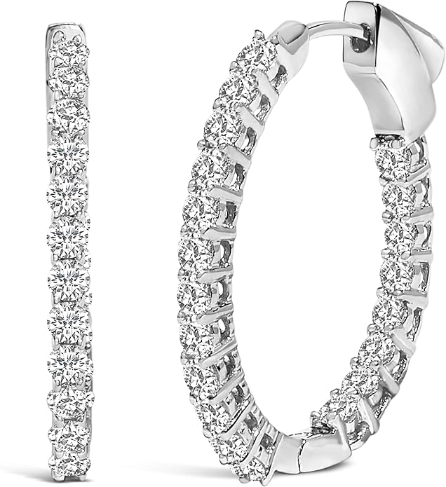 14K White or Yellow Gold 1.0 Cttw Oval Lab Grown Diamond Hoop Earrings