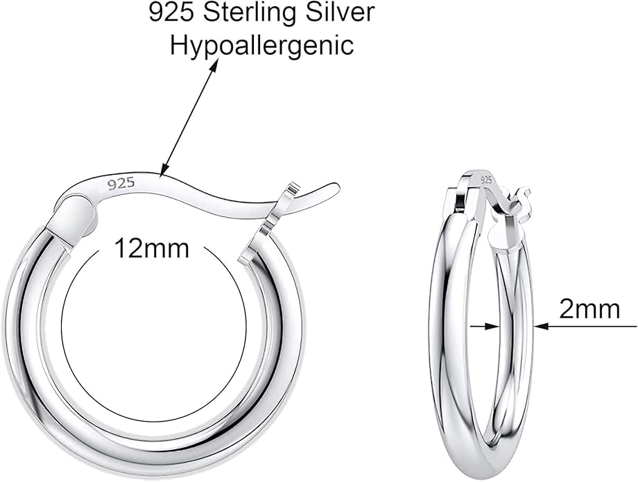 Savlano 925 Sterling silver Round Hoop Earrings for Women & Men Comes in 10MM-25MM