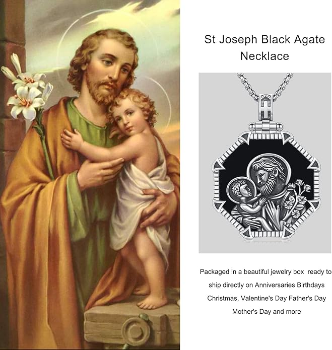 Taioiat Saint Necklace 925 Sterling Silver St Necklace Amulet Pendant Jewelry Religious Gift for Men Women