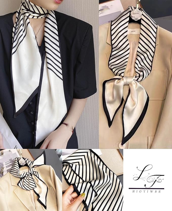 Hioyiwse Head Scarf Hair Neck Scarves For Women Purse Bag Scarfs For Handbags Silky Long Thin Satin Headscarf Fashion