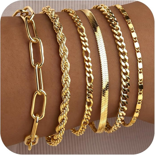 Silver Bracelets for Women Stack, Silver or Gold Plated Cuff Bangle Set, Trendy Silver Jewelry for Women Fashion