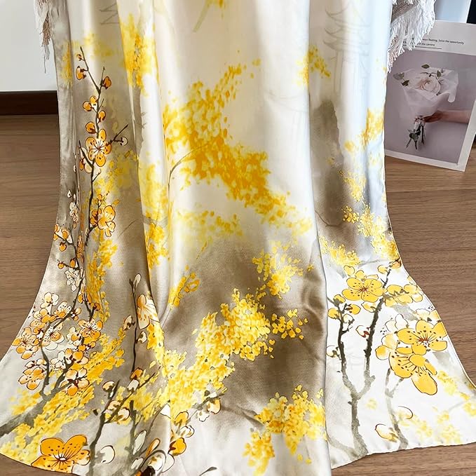 Long Silk Like Scarf Lightweight Satin Scarves Large Sunscreen Shawl Wrap for Women