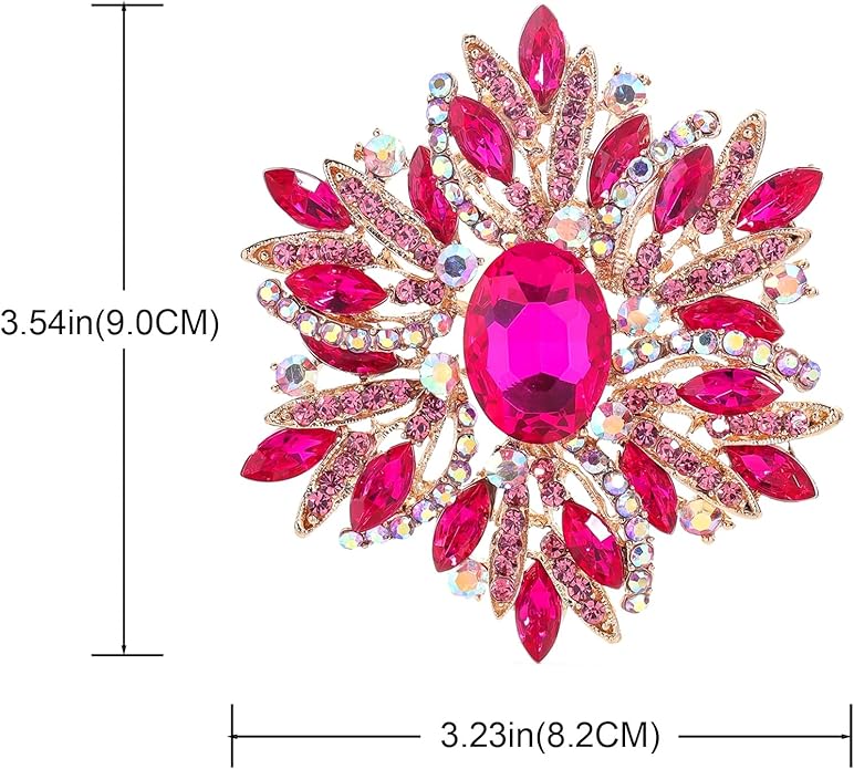 YOQUCOL Sunflower Shape Crystal Big Large Heavy Brooch Pin Rhinestone Scarf Decoration Corsage Cloth Pin for Women Girls