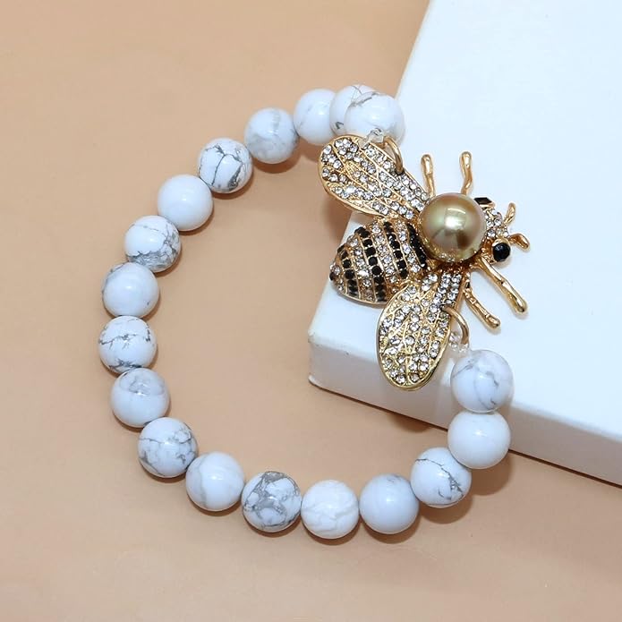 Honey Bee Brooches Crystal Insect Themed Bee Brooch Animal Fashion Shell Pearl Brooch Pin Gold Tone