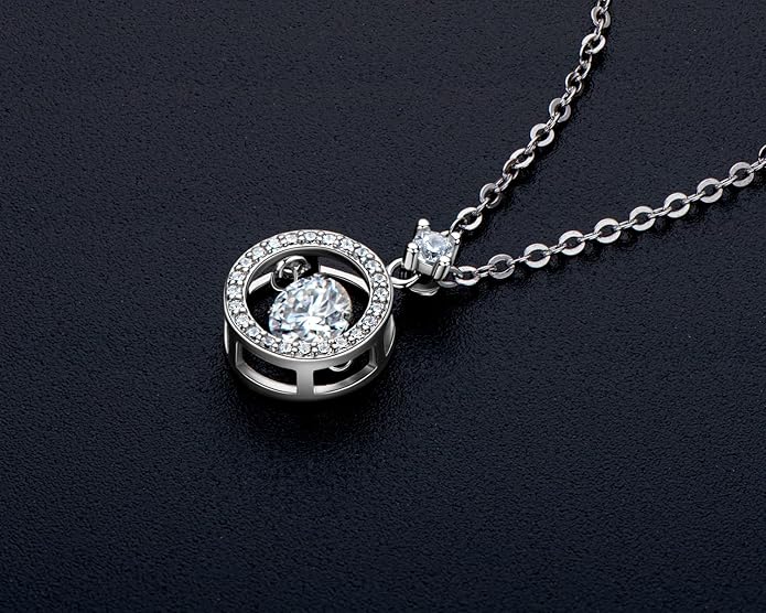 AINUOSHI Moissanite Necklace for Women, 1CT, 2CT, 3CT, 4CT Solitaire Moissanite Pendant Necklace, D-E Color with GRA Certificate, 925 Sterling Silver with 18K Gold Plating, Mother Mom Wife Girlfriend Gifts with Jewelry Box Packed