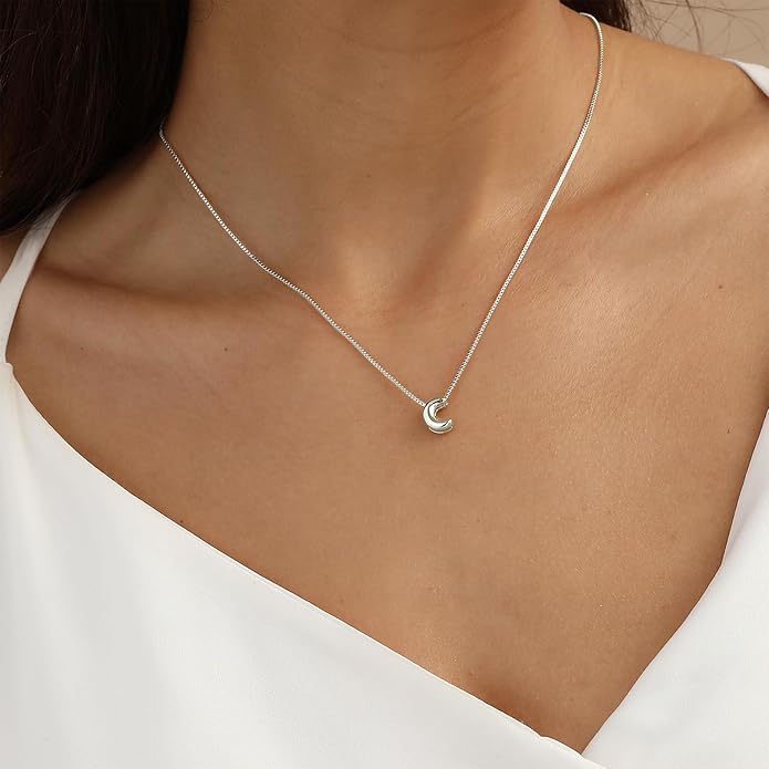 Bubble Gold Letter Necklace for Women, 14k Gold Plated Balloon Initial Necklace, Dainty Gold Necklace for Women, Personalized Bubble Pendant Name Necklace, Fashion Accessories Trendy Jewelry