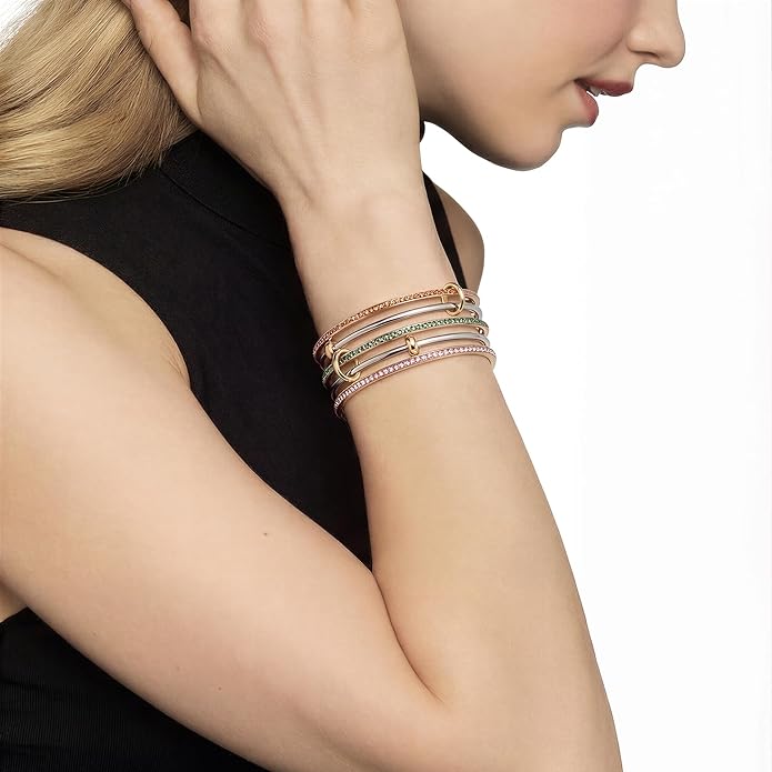 Musishiyu Gold Bracelets for Women Stacking Bangle - 18K Mixed Metal Tri-Color Rolling Interlocking Bands, Cubic Zirconia Fidget Anxiety Jewelry, Valentine's Galentine's Day Gifts (Love, Loyalty, Friendship)