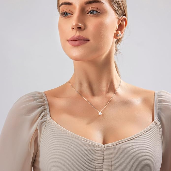 Zeffy Gold Pearl Necklace for Women, Dainty 14K Gold/Silve Plated Layered Pearl Choker Pearl Earrings Pearl Bracelets Wedding Trendy Gold Jewelry Set for Women Gifts