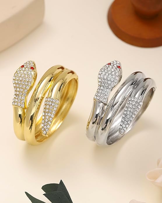 Bangle Bracelets for Women | 14K Gold Plated Trendy Wide Bracelets | Hinged Arm Cuff Bangles Chunky Bracelet for Women