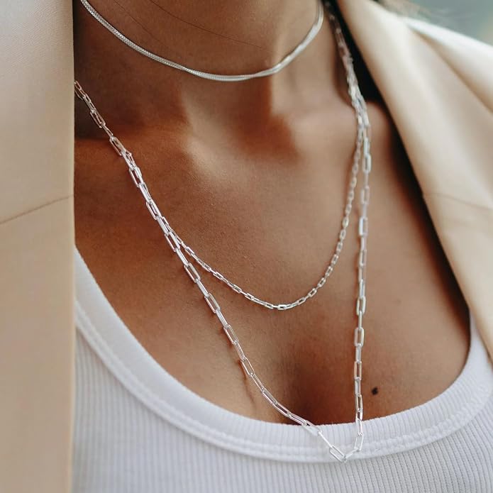 925 Sterling Silver Singapore Chain Lobster Clasp Paperclip Necklace for Women Sparkling Chain 2mm2.5mm3mm4mm5mm Gifts for Her