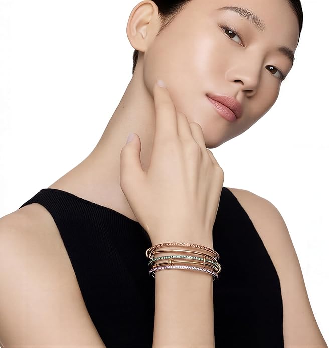 Musishiyu Gold Bracelets for Women Stacking Bangle - 18K Mixed Metal Tri-Color Rolling Interlocking Bands, Cubic Zirconia Fidget Anxiety Jewelry, Valentine's Galentine's Day Gifts (Love, Loyalty, Friendship)